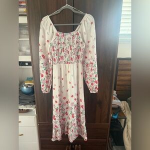 Draper James White Dress with Pink and Red Floral Print